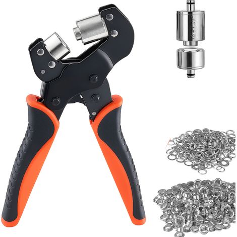 Mophorn Alicates Manuales para Ojales de 12 mm con 500 Piezas de Ojetes Metálicos, Herramienta de Remachado con Punzón y Base de Perforación, Ideal para Proyectos de Costura (1/5)