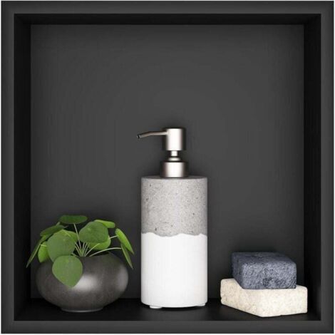 Niche Salle de Bain, XU,Niche Murale Douche Acier Inoxydable,Niche Murale Douche Seule Couche,Niche Douche Encastrable 32x32x12.5cm,Noir - (1/4)