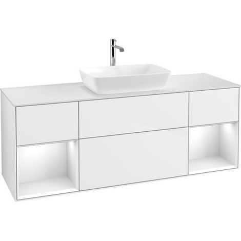 V&B Waschtischunterschrank Wandbeleuchtung Finion 160cm, Pl w m, Rg g wh. Lac, glo wh. Lac (1/2)