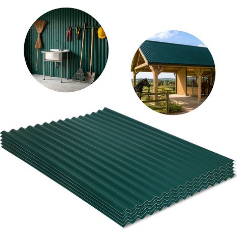 Jiubiaz Lot de 5 plaques ondulées ASA vert foncé 117 x 93 cm, 1,5 mm, résistantes UV, acides, alcalis et sels, pour toiture extérieure (1/5)