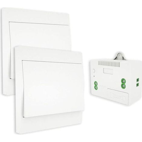 Interrupteur sans Fil, sans Pile, télécommande Murale Va et vient, Interrupteur Mural Auto alimenté, sans câblage, émetteur pour Panneau Mural (kit à 2 Voies), intérieur extérieur étanche (1/4)