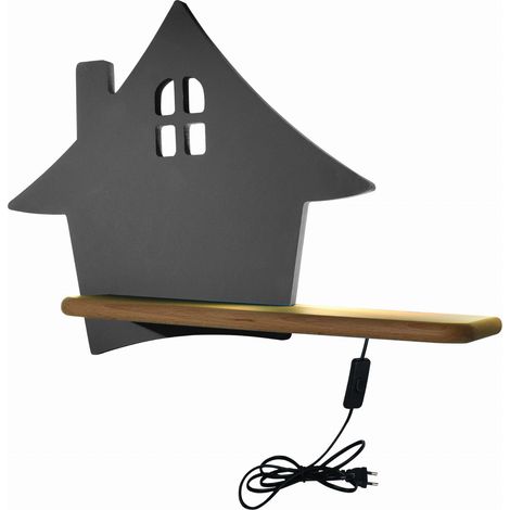 Applique Candellux House LED 4W 4000K noir/bois clair (1/3)