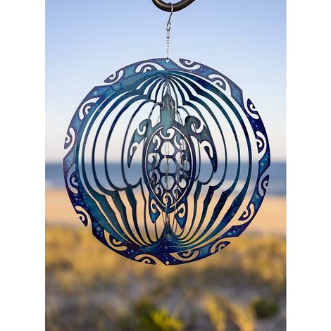Wind Chime, Sea Turtle Wind Spinner, Tribal Turtle Metal Outdoor Garden Decoration Wind Spinner for Patio and Garden, Ensoleillé (1/5)