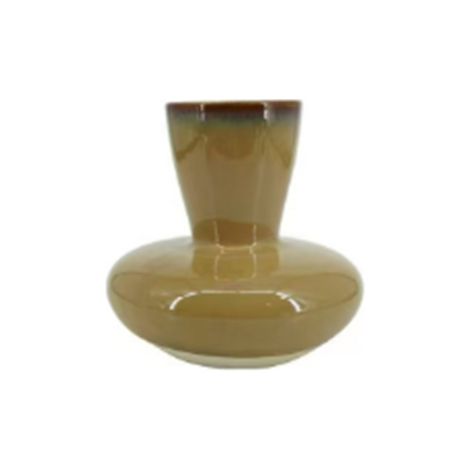 Vase en grès style rustique vintage - Pot de fleurs décoratif crème 22 x 22 x 23 cm - PANGIVO