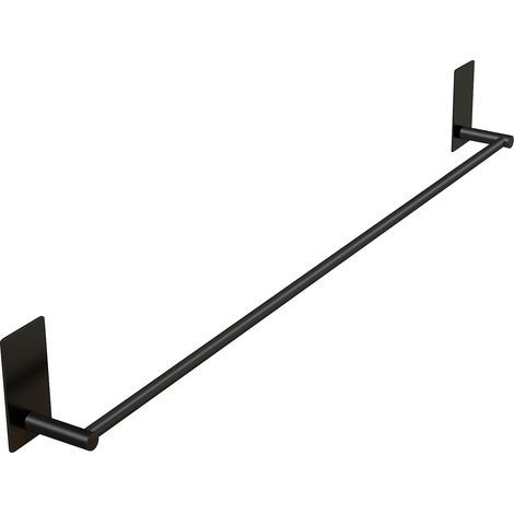 - Portasciugamani - Acciaio inossidabile - Adesivo, non richiede foratura - Resistente all'acqua e alla ruggine - Per bagno, cucina, camera da letto - Nero - 75 cm (1/5)