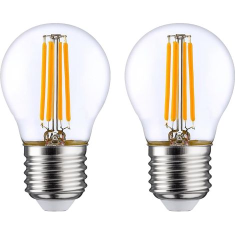 2er-Pack LED-Lampen mit kugelförmigem Glühfaden, E27, 4 W (entspricht 40 W), 470 lm, 2700 K, 25.000 h, SevenOn Premium