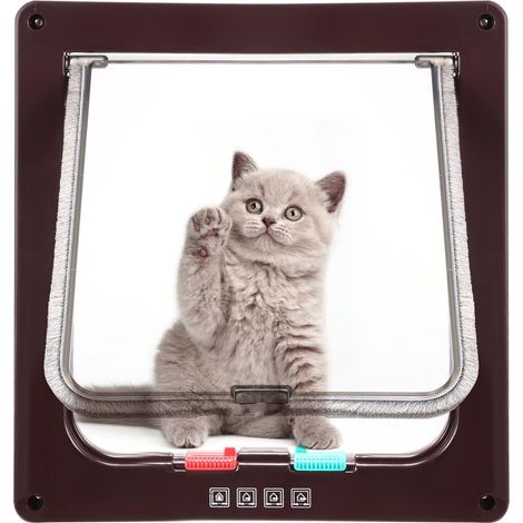 Chatière, chatière pour chiens ou petits animaux, facile à installer (dimensions extérieures 23.5  25 cm) brun-L (1/5)