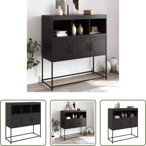 Schrank - Sideboard Schwarz 100,5x39x107 cm Stahl (1/5)