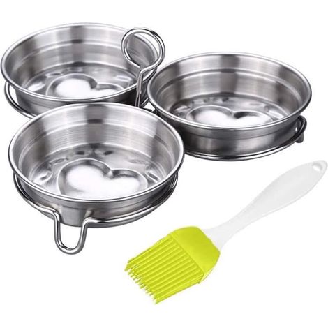 Cuiseur à œufs - Acier Inoxydable - 3 œufs - Design Pratique - Facile à Nettoyer - Cuisson Rapide (1/4)