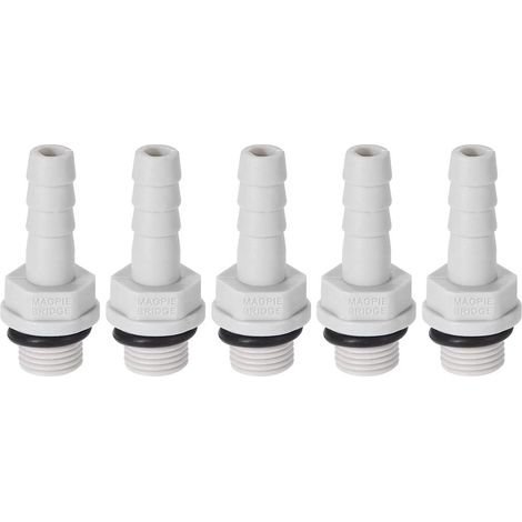Adaptateur raccord flexible PVC 6mm 15/64"Barbillon x1/8" G tuyau mâle 5Pcs (1/5)