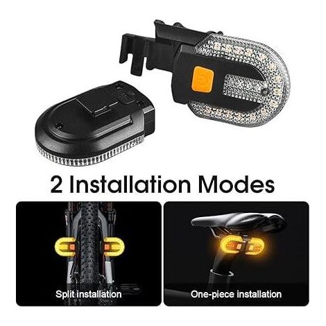 Feu arrière de vélo avec clignotant – Télécommande sans fil divisée pour cyclisme, rechargeable, 5 modes d'avertissement de sécurité, lumière stroboscopique 6,2 x 4,7 x 2,5 cm (1/3)