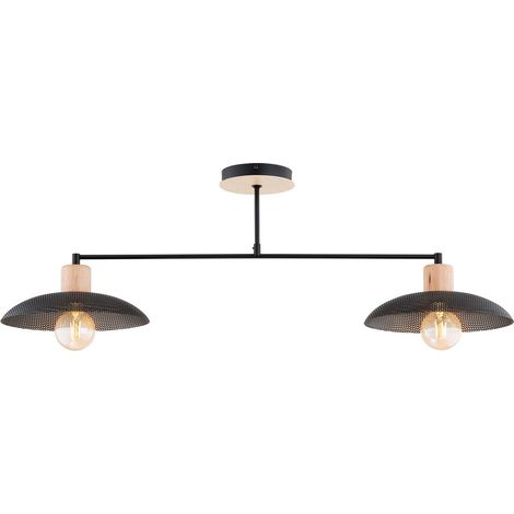 Plafonnier scandinave noir bois KOBE 2xE27 15W Emibig (1/5)