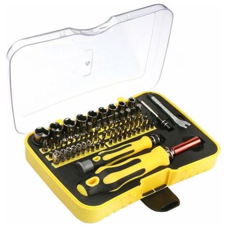 Tournevis de précision, outil de réparation de kit de tournevis portable 70 en 1 pour ordinateur portable/lunettes/montre/smartphone (jaune) (1/5)