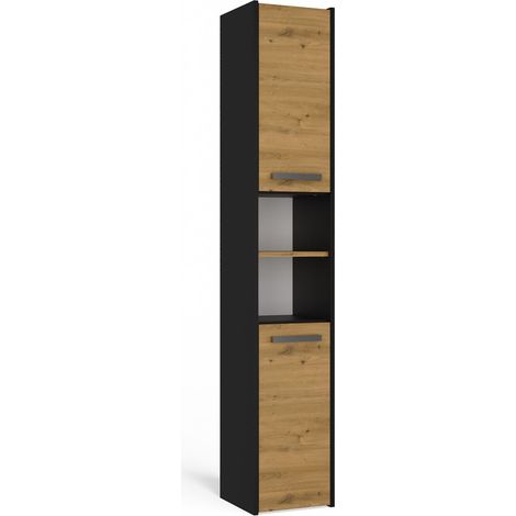 Colonne de salle de bain artisanale 30 cm – Finition anthracite – Poignée minimaliste – Fabrication polonaise – Ouverture gauche/droite