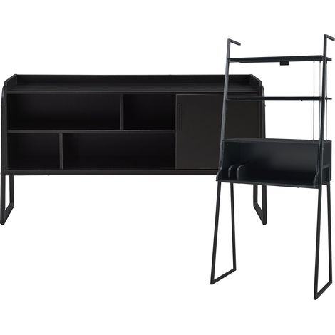 Ensemble de 2 meubles avec bureau et meuble TV noir (1/5)