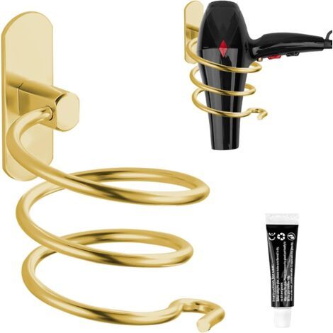 royaluxe-Support de sèche-cheveux en spirale, support mural en aluminium pour sèche-cheveux et lisseur, pour accessoires de cuisine et de salle de bain (1/5)