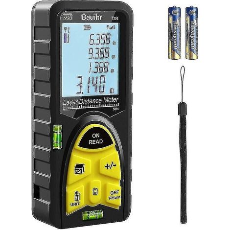 Télémètre Laser - 50 M - Mesure Distance Surface Volume Pythagore - Affichage LCD - Niveau À Bulle Intégré - 2 Piles AAA Incluses (1/5)