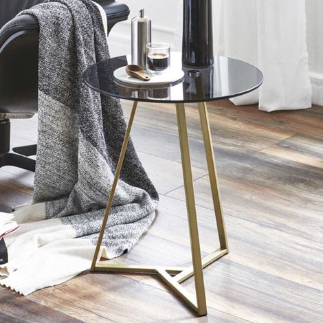 Table d&039appoint Ø45 cm x 50 cm Gris-or (1/3)