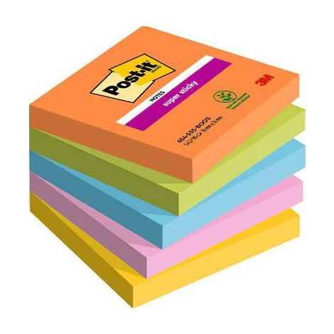 Post-It 7100258933 nota autoadhesiva Plaza Azul, Verde, Naranja, Rosa, Amarillo 90 hojas Autoadhesivo