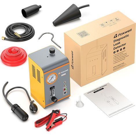 Détecteur de fuite fumée FOXWELL SD203 12V pompe intégrée, testeur étanchéité circuit EVAP moteur automobile, appareil diagnostic fuite tuyau vide et circuit carburant plage température -20°C à 50°C k (1/5)