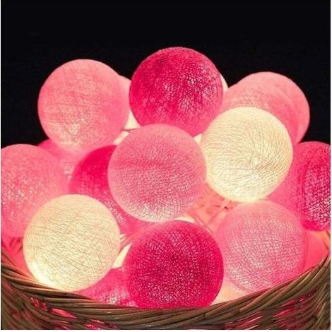 pair Guirlande Lumineuse Coton Boules - 3.8M 20 LED chaîne Lumière Avec Prise pour Chambre Rideau Fête Noël Anniversaire Halloween Mariage Chambre de Bébé Romantique Décor [Classe énergétique A+++] -