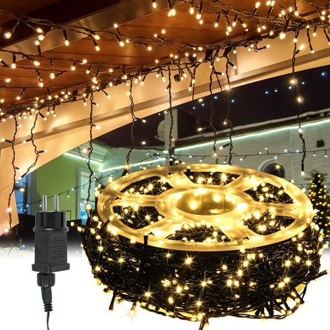 500 LED Guirlande Lumineuse, Blanc Chaud, 8 Modes avec Mémoire, IP44, pour Intérieur et Extérieur