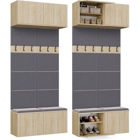 HAGA II 2W - 2x Asta Appendiabiti - mensole - 100x35x238 cm - ROVERE SONOMA (1/5)