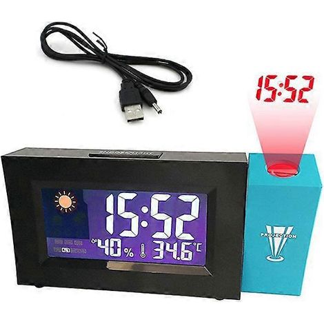 Réveil numérique avec affichage de la date, angle réglable et projection de l'heure par LED. (1/5)