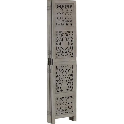 Paravent Cloison de séparation 5 panneaux, Pour Jardin, Balcon, Terrasse Gris 200x165 cm Bois manguier OIB4915E (1/5)
