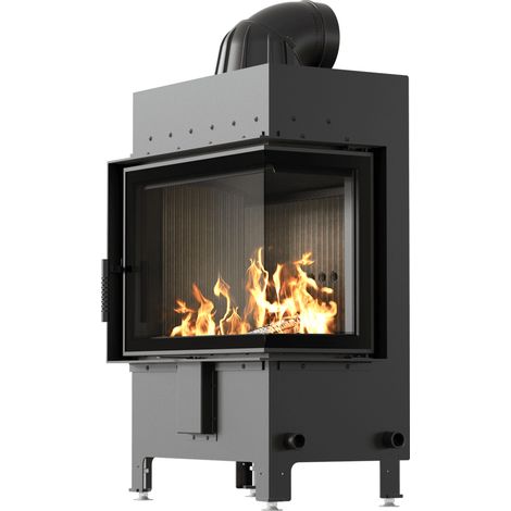 Kamineinsatz aus Stahl KRATKI LUCY rechts 12 kW Ø 200 schwarz Verkleidung (1/5)