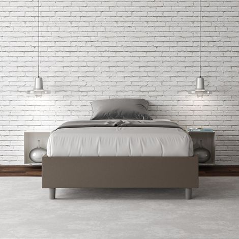 Letto una piazza e mezza contenitore imbottito 120x200 similpelle cappuccino Azelia (1/5)