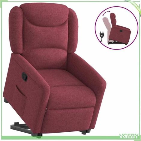 Fauteuil inclinable - FAF7291712427411 - rouge bordeaux - releveur électrique - tissu 100% polyester (1/5)