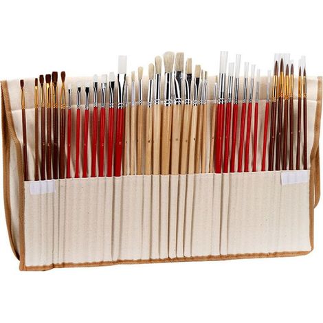 Lot de 38 pinceaux peinture avec étui en toile, set complet acrylique et aquarelle (1/5)