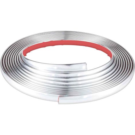 Moulure Murale Auto-adhésive - Bande de Finition 3D en PVC - Pour Plinthes Coins Miroirs Meubles Portes - Argent - 0,8 cm x 10 m (1/5)
