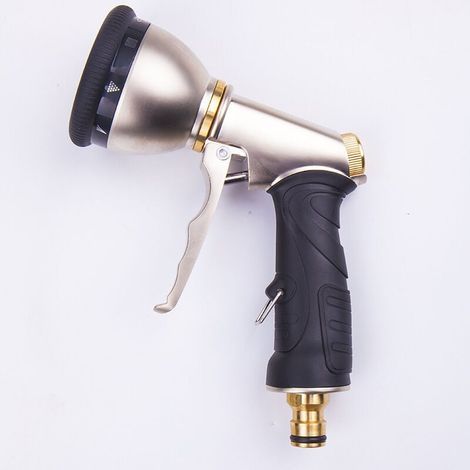 Pistola de agua multifuncional para lavado de autos, galvanoplastia, 9 funciones, riego de jardín, pulverización forestal, cabezal de pistola de agua de alta presión de aleación de zinc (1/4)