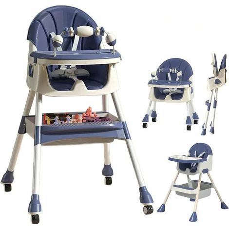 Chaise haute qui grandit avec vous - pliable - avec set de jeu - bleu (1/5)