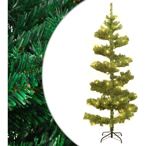 Spiral-Weihnachtsbaum mit Beleuchtung und Ständer Grün 180 cm
