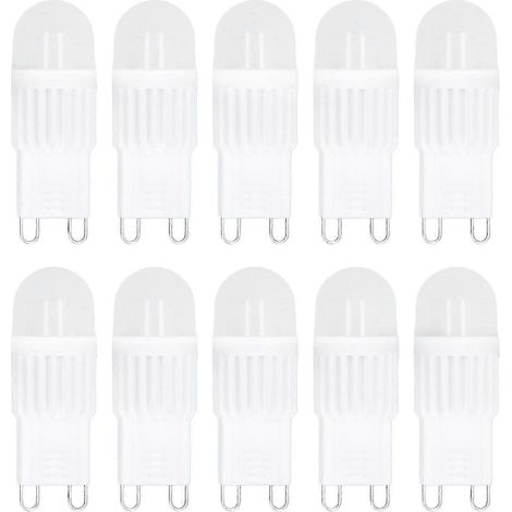 Lot de 10 ampoules LED G9 dimmables 2W 500lm, équivalent halogène 30W, sans scintillement, 220V, lumière blanche pour lustre, plafonnier ou applique murale (1/5)