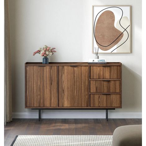 AX LIVING Nordiva Kommode mit Schublade 150 cm Warmia Walnut Holz Sideboard