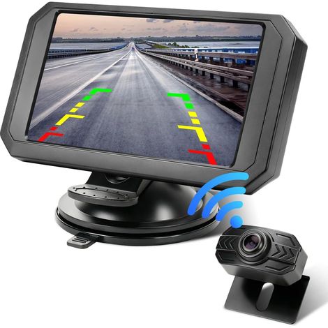 5" AHD 1080P Digital Wireless Backup Camera with Night Vision, 120° Wide Angle, IP69 Waterproof and Smart Guide Lines for Car, Truck, Trailer, Camper (1/5)