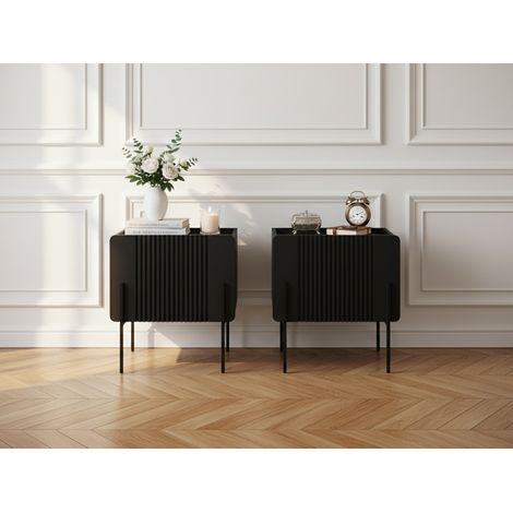 BOBOCHIC - Lot de 2 chevets 1 tiroir MATHILDE pieds noir   Noir (1/5)