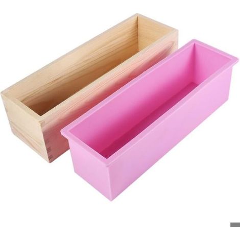 SiliCône Liner Soap Moule Avec Boîte En Bois Rectangle Savon Moule DIY Faire Outil Bougies Cake Bake Moule-Fei Yu (1/5)