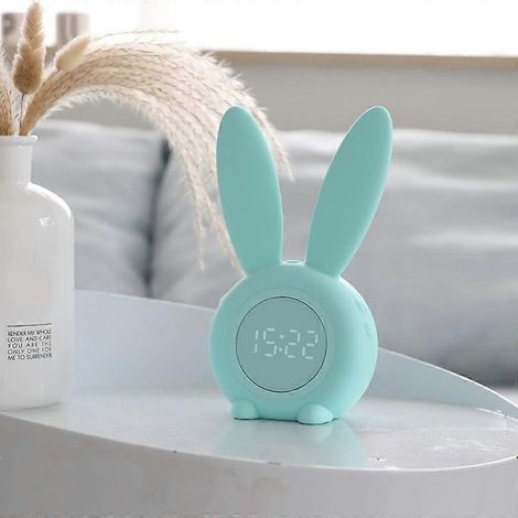 Pour enfants - Réveil créatif avec un adorable lapin - Lampe de chevet - Fonction snooze - Minuterie (1/5)