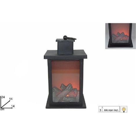 Trade Shop - Lanterna Con Fuoco Led Batteria 14 X 24 Cm -