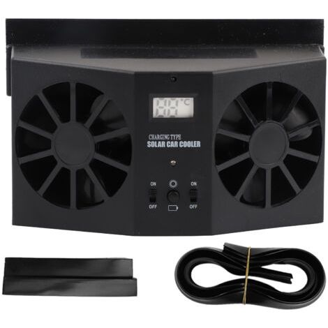Auto-Lüfter, schwarzer Kühlventilator, äußerst robust, solarbetrieben, tragbar und vielseitig einsetzbar, Zubehör für Autoliebhaber