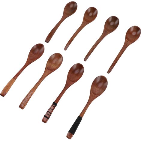 Cucchiai da zuppa in legno, stile giapponese, set di 2 cucchiai in legno, utensili da cucina per mangiare, cucinare, mescolare e amalgamare. (1/5)