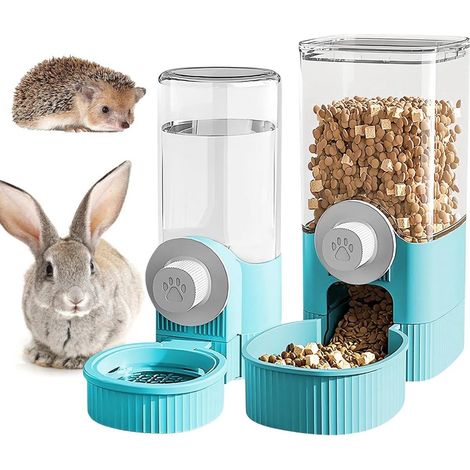 Abreuvoir pour animaux de compagnie - Distributeur de nourriture - Automatique - Suspendu - Pour chats et lapins - Blanc (1/5)