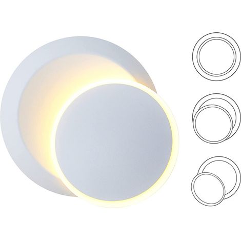 Applique murale LED moderne rotative à 360° pour la maison et le bureau, idéale pour le salon, la chambre, le couloir ou la salle familiale. Couleur : blanc. (1/4)