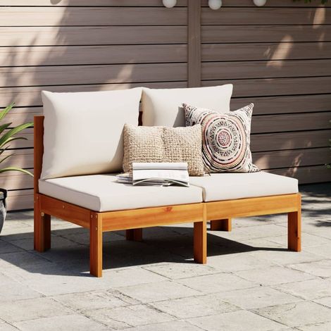 Vidaxl – Gartensofa 2-Sitzer ohne Armlehnen – Massivholz Akazie – Bequeme Kissen – Abmessungen 106 x 68 x 64 cm – Modular und pflegeleicht (1/5)