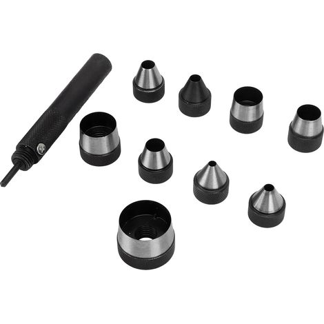 Jeu de 9 emporte-pièces creux en acier inoxydable, silencieux, léger, portable, réutilisable, outil de perçage pour cuir, kit de poinçonnage (1/5)